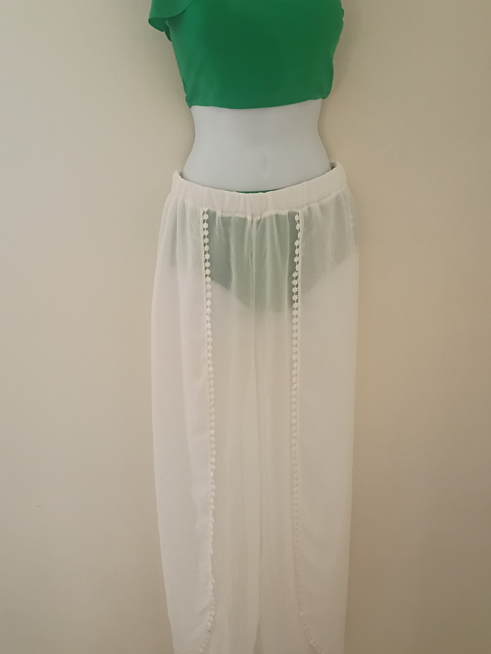 White Sheer Wrap Beach Cover Up Pants Size M
